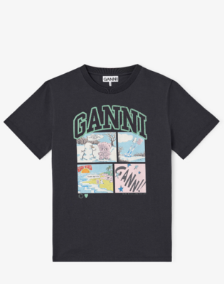 Camiseta Ganni comic oso gris oscuro